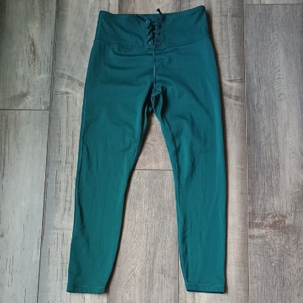 Victoria's Secret On Point Flow Teal Lace-Up Waist Leggings